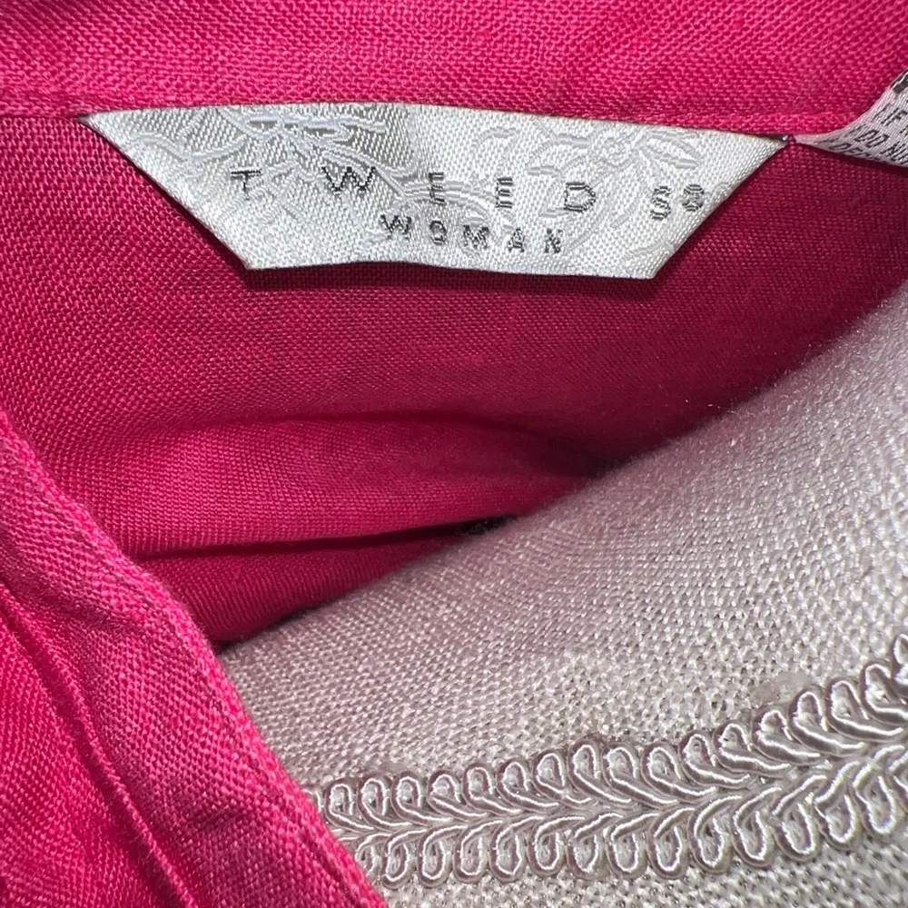 Tweeds Womens Pink Linen Embroidered 3/4 Sleeves Scoop Neck Shirt Top Size 3X - Picture 9 of 13